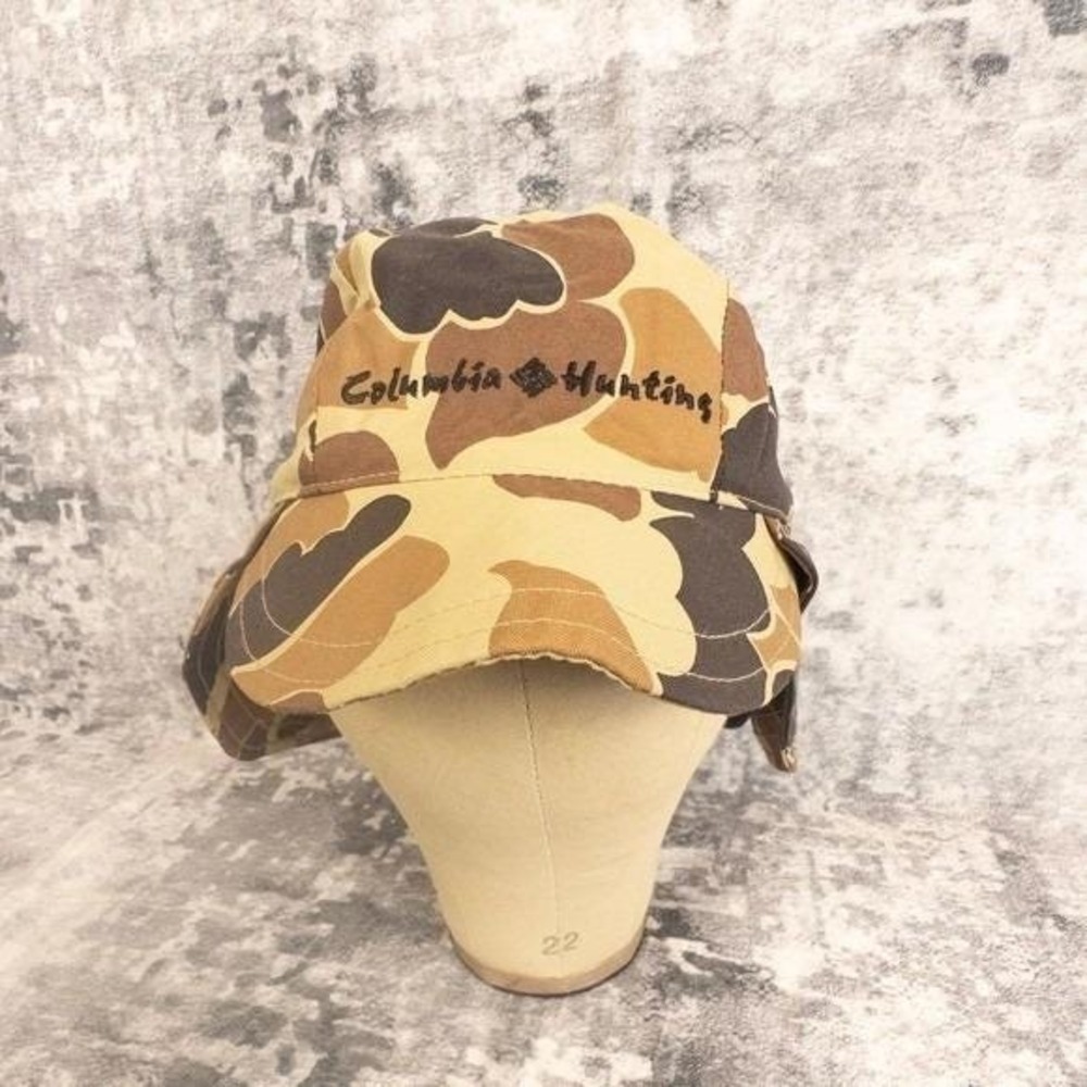 Vtg Columbia Trapper Hat Delta Camouflage Camo Duck Hunting Ear USA Size S/M